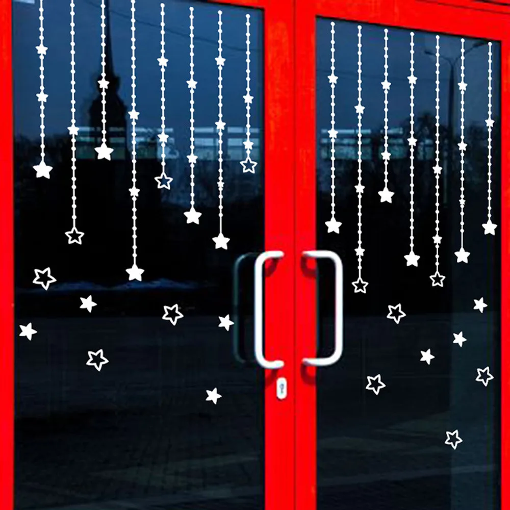 Star Window Stickers Winter Removable Merry Christmas Star Wall Sticker