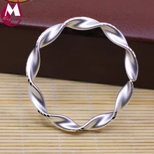 Настоящее серебро 925 пробы, браслет на запястье для Для женщин минимализм Твист в виде геометрических фигур тонкой 3D Браслет-манжета для девушек, вечерние свадебные подарки украшения SB75