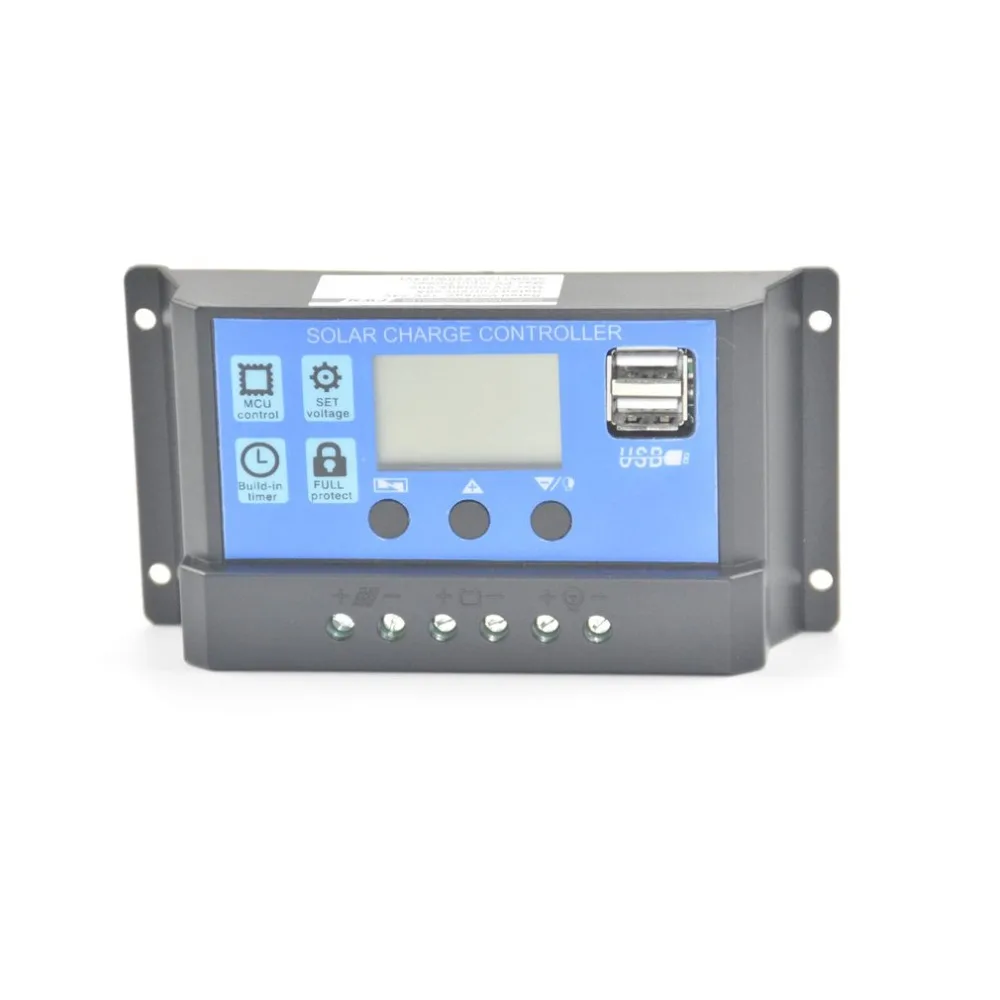 

PWM Solar Charge Controller 12V-24V Auto Dual USB Digital Display Solar Regulator Built-in Timer for Lead Acid Batteries