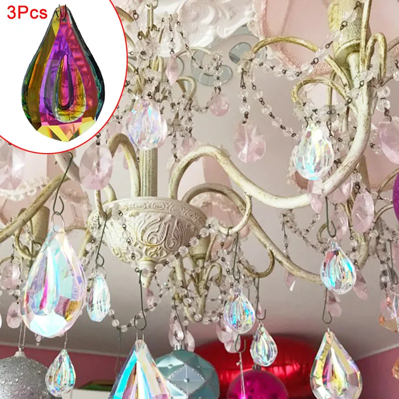 3pcs/Lot Faceted Glass Crystal Prism Pendant Chandelier Crystal Parts
