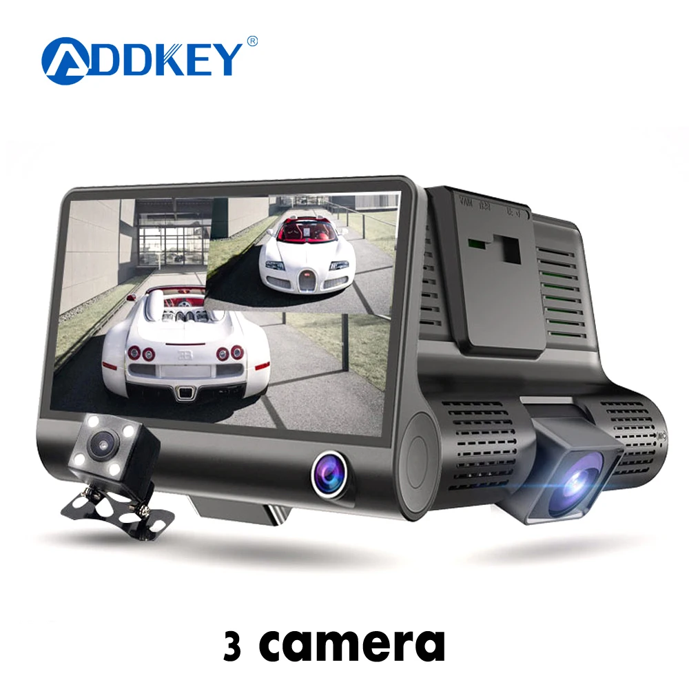

ADDKEY Car DVR 3 Cameras Lens 4.0 Inch Dash Camera Dual Lens With Rearview Camera Video Recorder Auto Registrator Dvrs Dash Cam