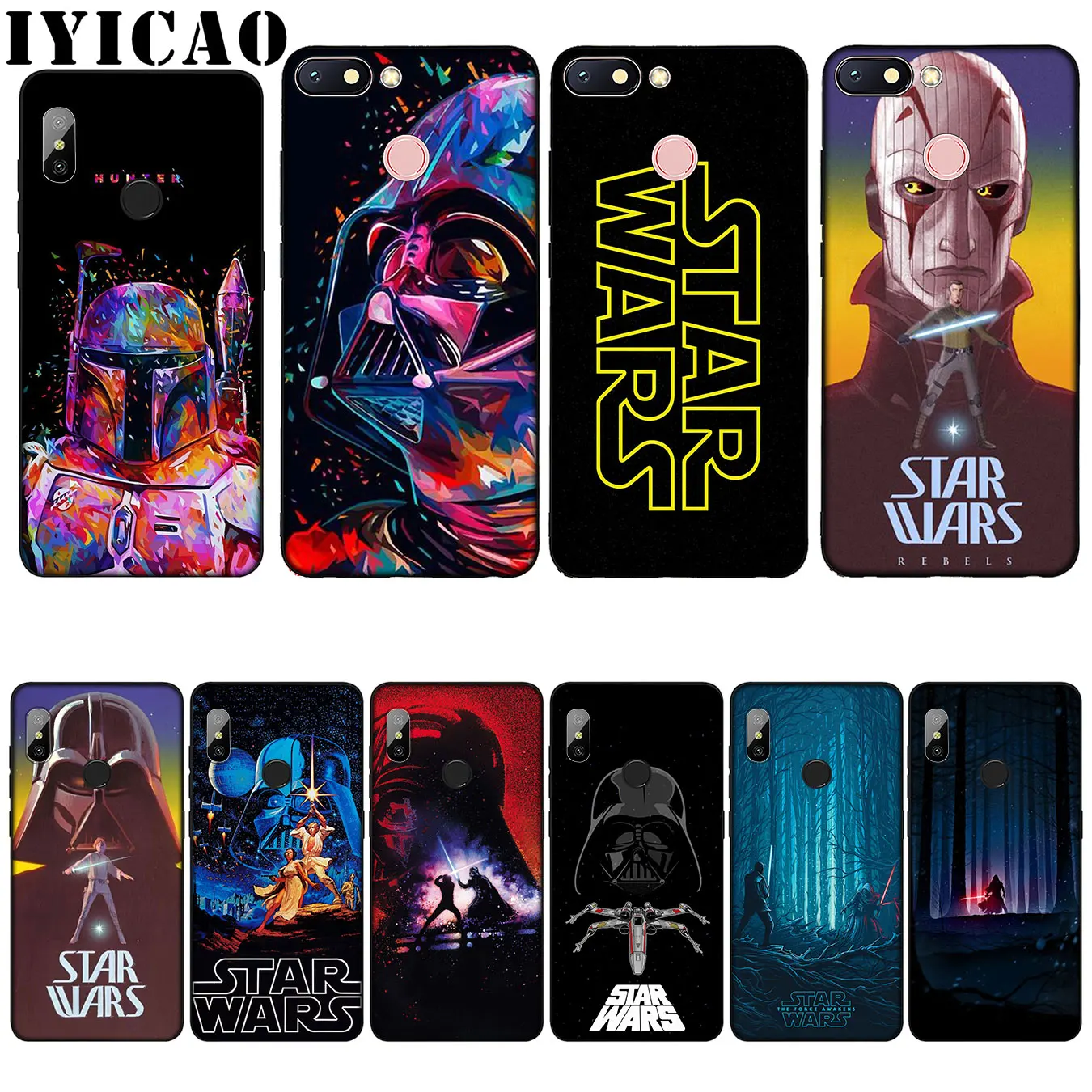 

IYICAO Star Wars Splendid Silicone Soft Case for Xiaomi Redmi 6A 5A Note 8 7 4 4X 5 Plus 6 Pro Black TPU Cover
