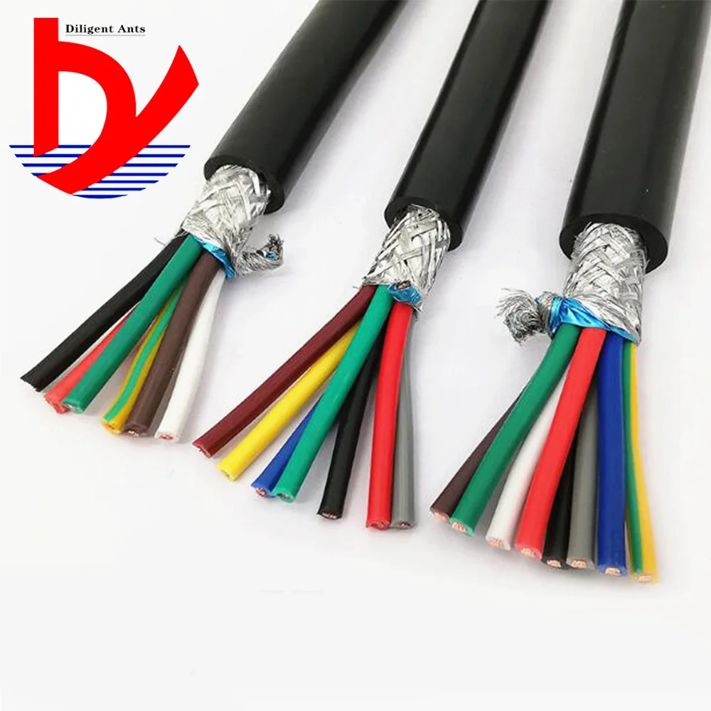 Слойной обмоткой стекловолокном 17AWG 1mm2 мульти-защищаемый сердечник кабеля RVVP 2/3/4/5/6/7/8/10/12/14/16/20/24 анти-помех линии управления сигнал l