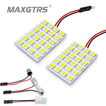

10x T10 BA9S Festoon C5W C10W 6/12/18/24/48 SMD 5050 Led White Light 12V LED Reading Panel Car interior Dome light 3 Adapters