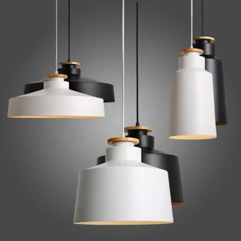 Decoraive Pendant Light Wood Aluminium Drop Lights Home Pendant Light Wood Aluminium