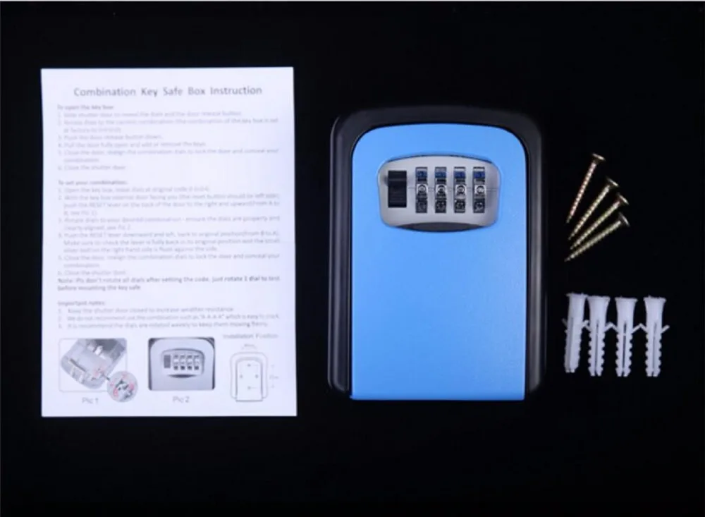 Wall Mounted Key Storage Organizer Boxes with 4 Digit Combination Lock Spare Keys Organizer Boxes Metal Secret Safe Box