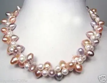 

Natural 2rows white pink purple freshwater pearl twist necklace Quartz Fine 925 watch wings women queen