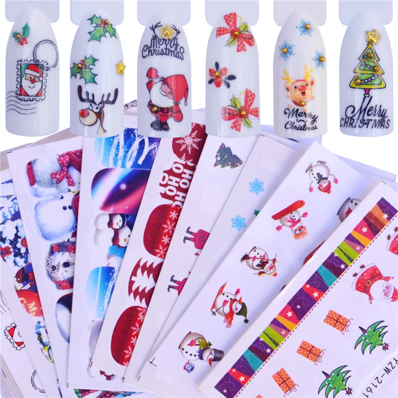 

WUF 20 Designs Christmas Snowman Tree Boots Bells Deer Water Transfer Nail Art Sticker Decal Slider Manicure Wraps Tool Tips