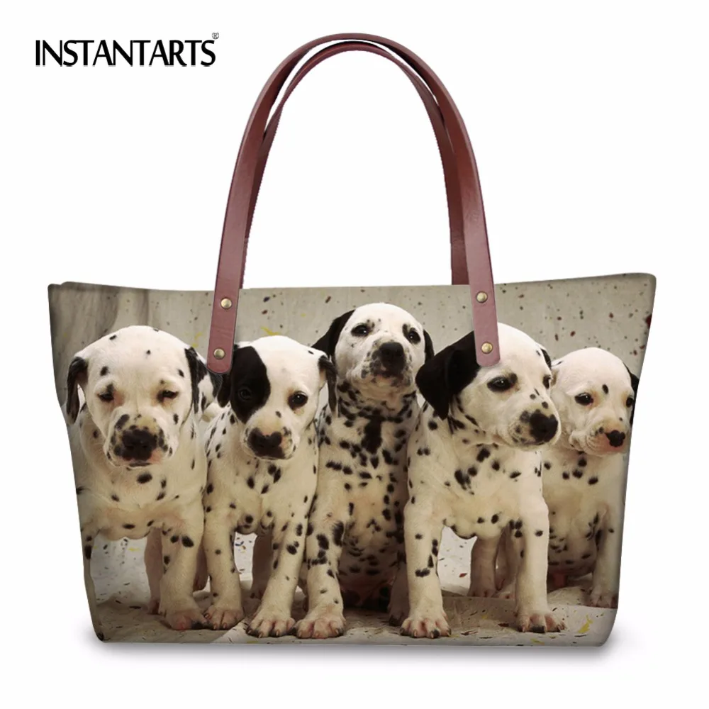 INSTANTARTS Женская Большая вместительная сумочки для покупок 3D Животные Собаки Кошки Печать Леди Путешествия Tote сумки на плечо бренд Топ Ручка Сумка