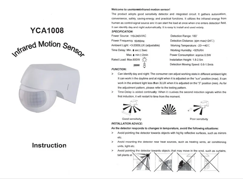 AC110V-240V 180 градусов Открытый IP22 Безопасности Инфракрасный датчик движения из PIR переключатель детектор движения переключатель Макс 30 м