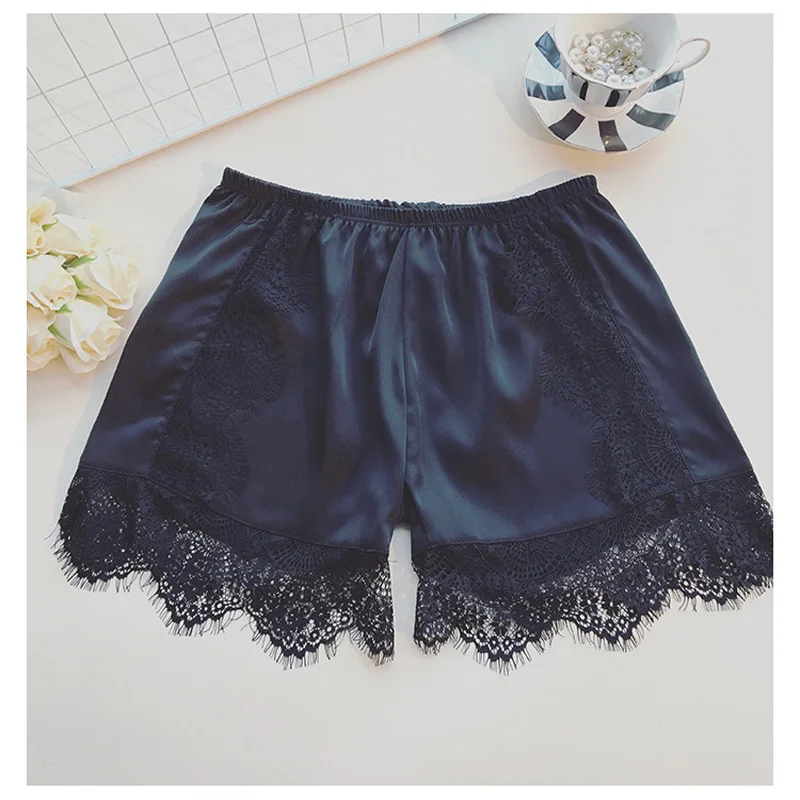 Womens Sleep Bottoms Elastic Waist White Black Lace Shorts Casual