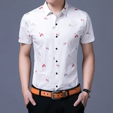 Высококачественные летние мужчины платье рубашка Новые Модные с коротким рукавом Цветы хлопковые рубашки для мужчин