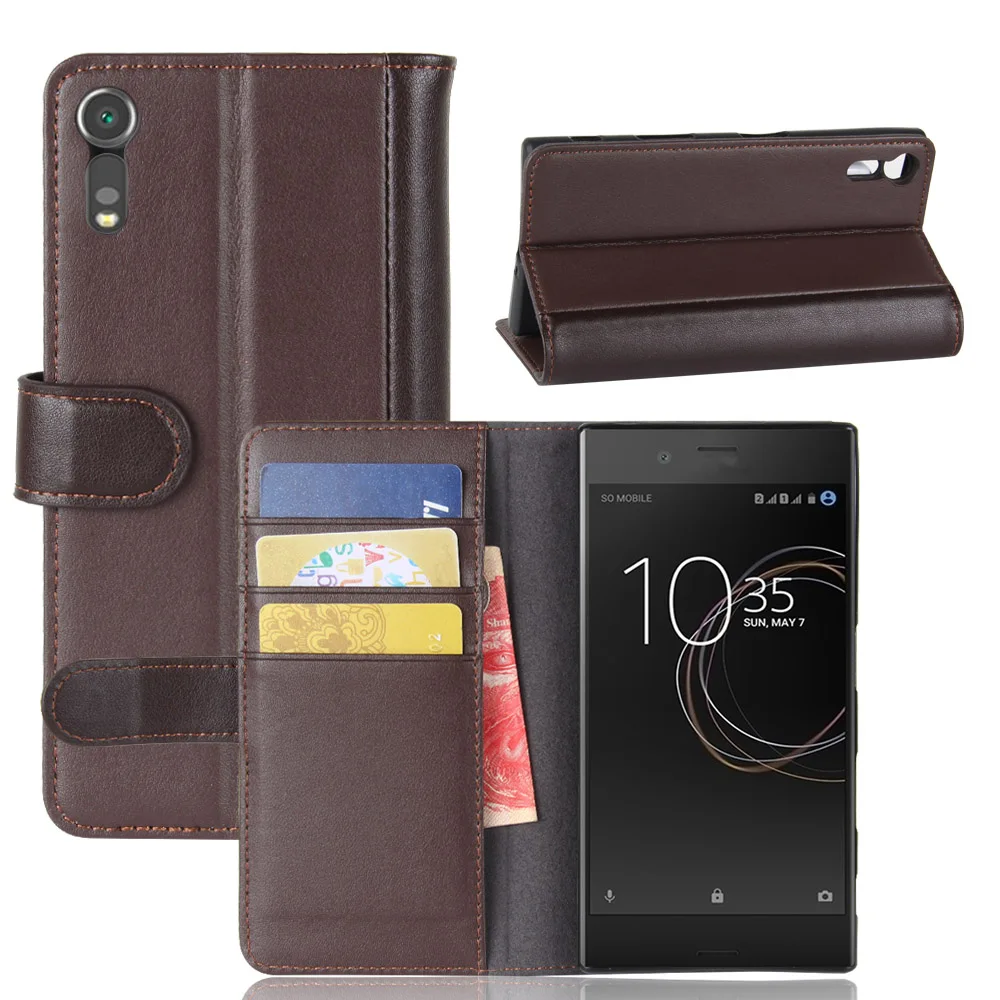 

CYBORIS for Sony Xperia XZ Case Genuine Real Cow Leather Case for Sony Xperia XZS Flip Cover Wallet card slot