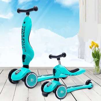

3 wheels child mount Multi-functional 2-in-1 Scooter Pulley Yo-yo bike tricycle stroller change shape adjust height 3-6s kid toy