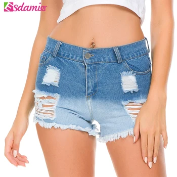 

ESDAMIER Summer Women Denim Shorts Fashion High Waist Casual Shorts Female Hole Ripped Summer Tassel Streetwear Sexy Shorts