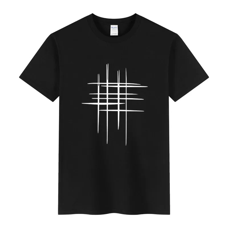 

2019 New Simple Creative Design Line Cross Print Cotton T Shirts Men's New Arrival Summer Style Short Sleeve Men T-shirt Tops