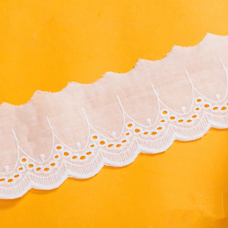 

5yards white cotton lace Trim embroidered decoration handmade DIY width 75MM clothing furniture accessories sewing lace fabric