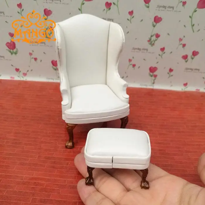 Много цветов! 1:12 кукольный домик миниатюрная мебель кожаный диван с педалью нежный - Цвет: Белый