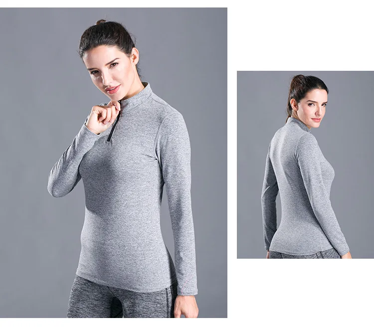Autumn Yoga Jacket with Velvet Yoga Shirt Female Exercise Suit Long-sleeved Tight Collar Zipper Sports Shirt Running Jacket4