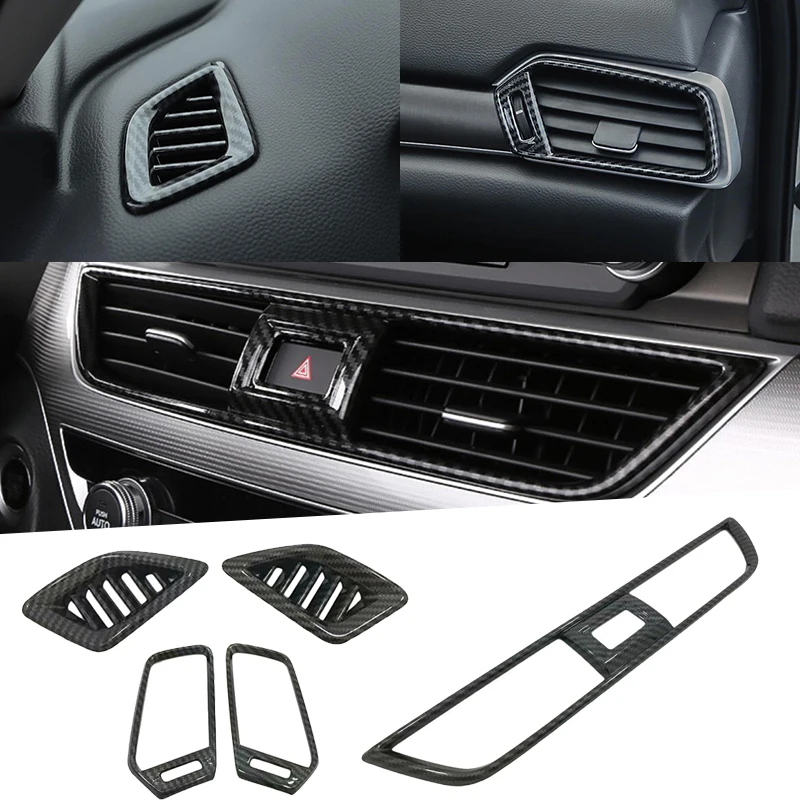 

5PCS Interior Front Console Dashboard Left and Right A/C Air Outlet Vent Frame Trim Cover For Honda Accord sedan 10th 2018 2019