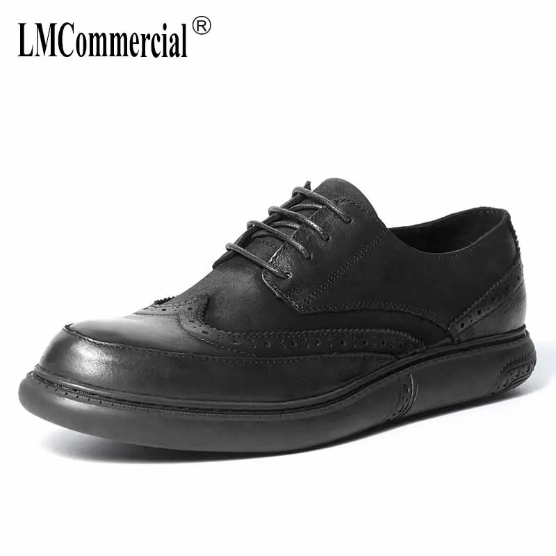

spring autumn summer Bullock men's business shoes Genuine Leather British retro all-match cowhide breathable men casual shoes