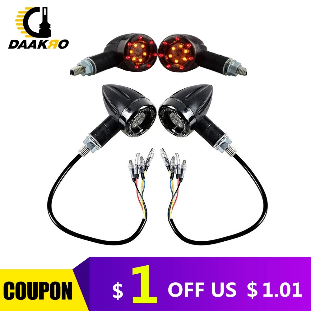 

DC 12V Universal Motorcycle LED Amber Lamp Rear Turn Signal Brake Lights Indicator Amber Red 3.7W ABS Housing PC Lens LED