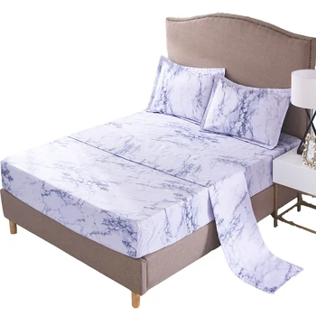

American Style Fitted Sheet Set With Elastic US Twin Full Queen King Size Mattress Cover Protector Flat Sheet Pillowcase Sets
