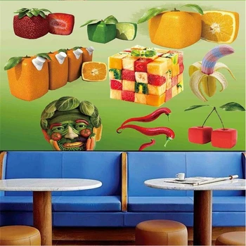 

Custom Fruit Wallpaper Cube 3d Wallpaper for Living Room Abstract Non-Woven Environment Friendly Embossed TV Background Study