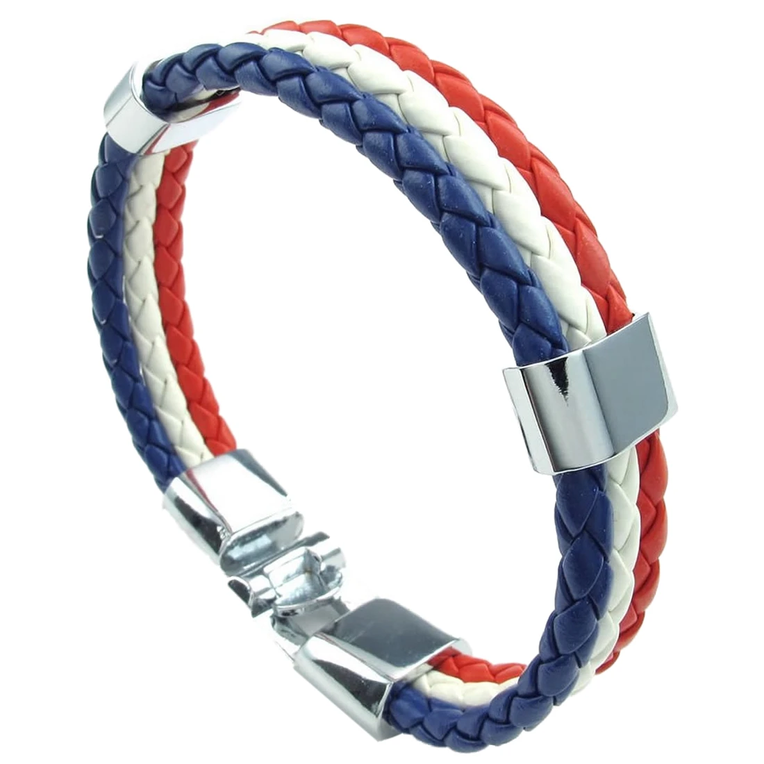 

Jewelry bracelet, France French flag bracelet, for men's and ladies' leather, alloy, white red-blue
