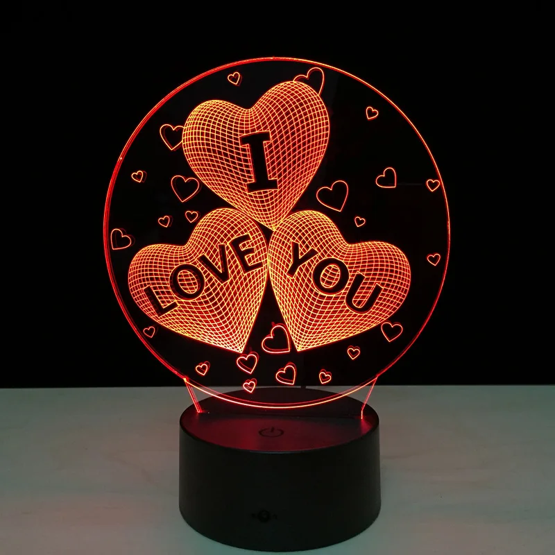 I Love You 3d свет сенсорный пульт дистанционного визуального акрилового настольные лампы Led красочный градиент ночник настольная лампа Luminaria лампа