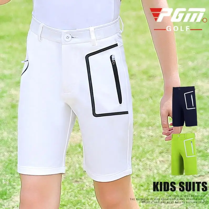 

PGM Summer Golf sportswear Children's Elastic Waist Zip Pocket Shorts Boys youth Quick Dry breathable Knee Length Sports Shorts