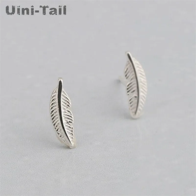 

925 sterling silver mini fashion feather earring wholesale Korea dynamic trend sweet high quality hypoallergenic sterling silver