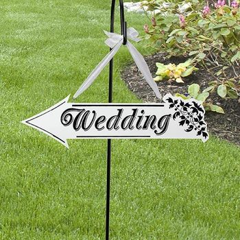 

2016 Arrow Shaped Hanging Decoration Wedding Sign White Wooden Wedding Direction Arrow Sign Wedding Ceremony Reception Decor