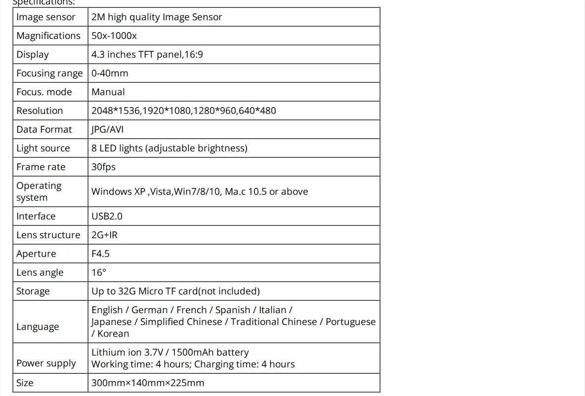 G710 1000X4,3 дюймов HD 1080P портативный настольный ЖК-цифровой микроскоп Разрешение 2048*1536 Obj