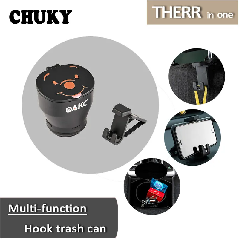 

3in1 Car Trash Can + Phone Holder + Seat Hook For VW Polo T4 Jetta Toyota Corolla Saab Renault Duster Mercedes Benz Accessories