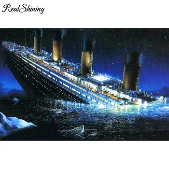 

REALSHINING Needlework DIY 5D Diamond Painting Full Square Titanic Love Cross Stitch Diamond Embroidery Mosaic Gift FS184