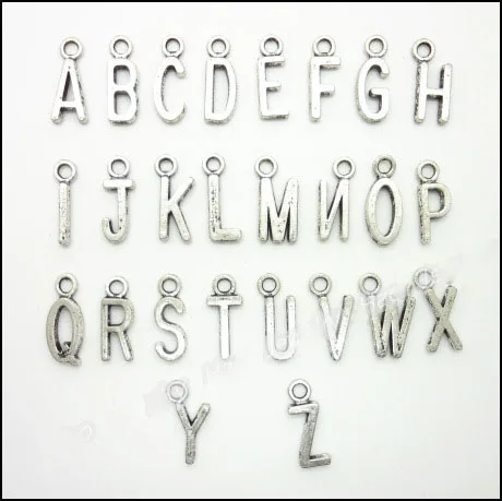 

Wholesale 130 Pieces(5 sets)/Lot Alloy Metal Diy Jewelry Making Charms Antique Silver Plated Letters Initial Alphabet Charms