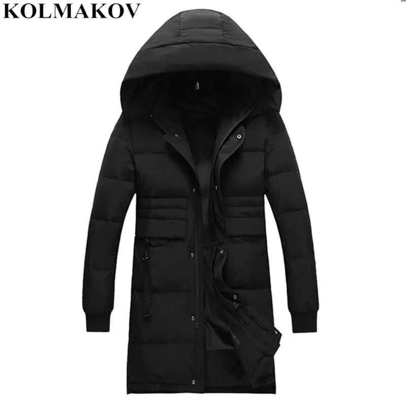 NEW mens long down coats Slim fit 2018 winter men's Casual solid hooded