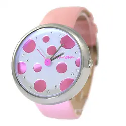 Элитный бренд Дамская мода аналоговые кварцевые Круглый часы Японский Miyota движение розовым Geninue кожаный ремешок Мэтт Серебряный набор