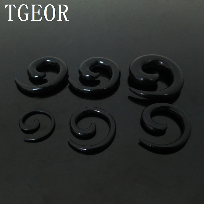 

Hot wholesale Fashion Charm 120pcs mixed 6 gauges black swirl UV acrylic ear taper free shipping