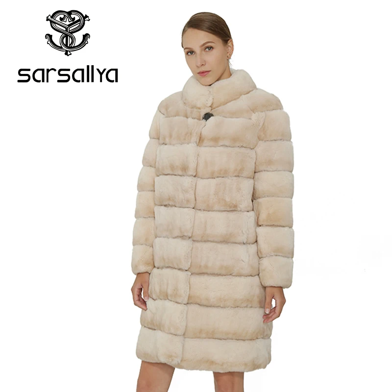 SARSALLYA Natural Rex Rabbit Fur Women Coat Fashion Winter Jacket Real Fur Coat Vest Women Clothing Female Outcoat