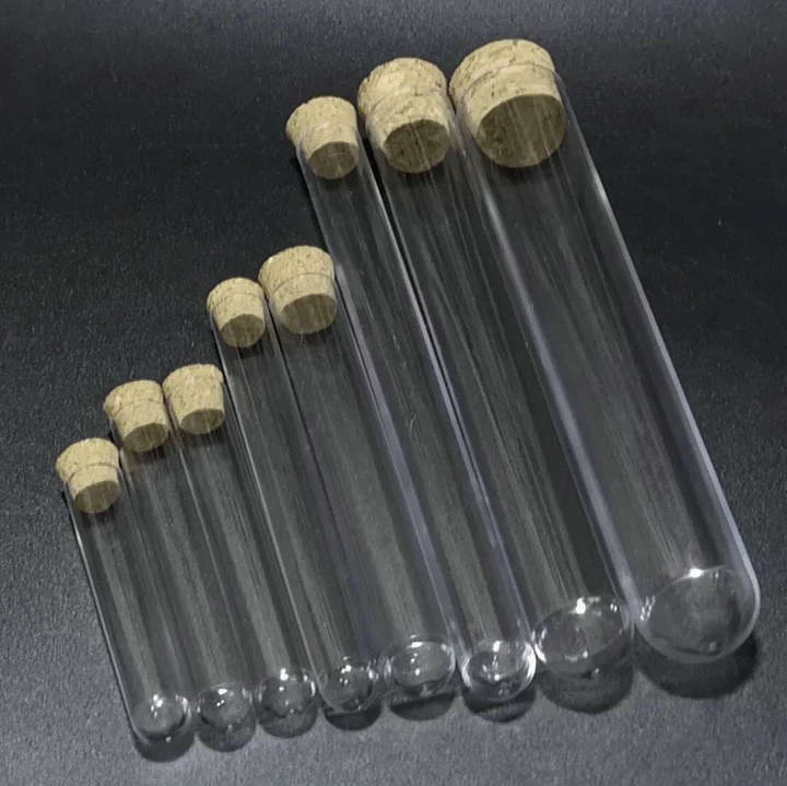 24pcs/lot 25x200mm Round bottom Glass test tube with cork stopper Cap