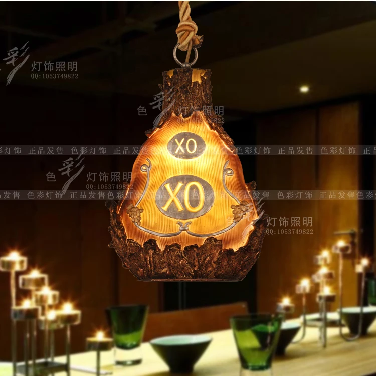 

Creative personality retro loft bar restaurant pendant lights modern Resin bottle barrel cafe pendant lamp
