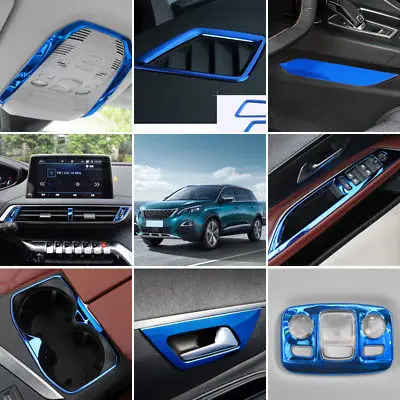 

Blue Steel Interior Decoration Cover Trim 28PCS For Peugeot 3008 GT 2017-2018