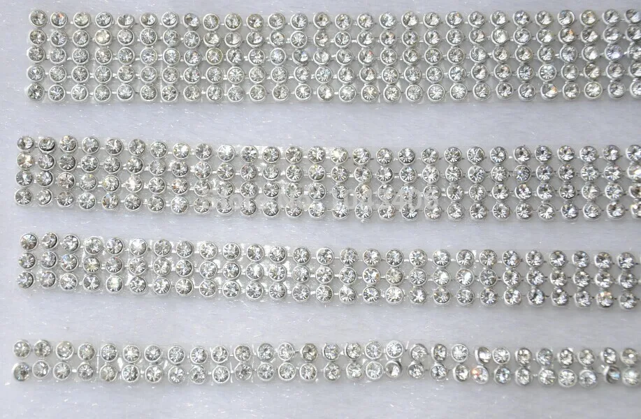 Wholesale-120cm(46 дюймов) длинные 24 ряда Алмазная Лента отделка с 3 мм прозрачные камни Настоящее rehinestone Кристалл bling отделка для свадьбы