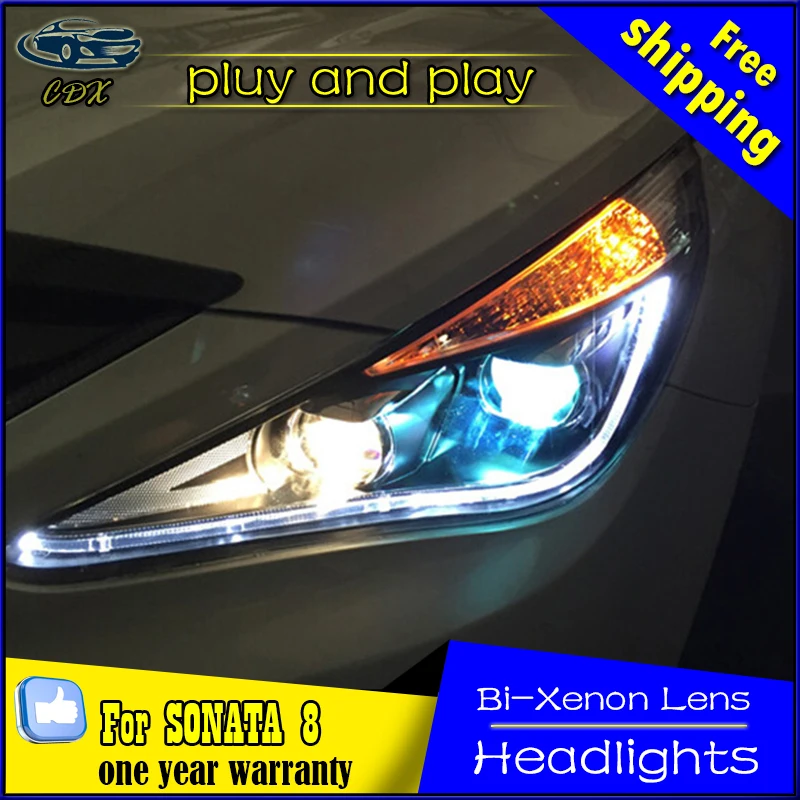 Car Styling Head Lamp for Hyundai Sonata Headlights Sonata 8 LED Headlight DRL Daytime Running Light Bi-Xenon HID Accessories