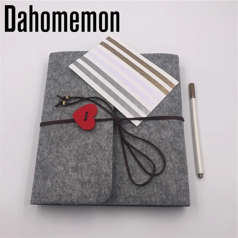 5,10,12 인치 펠트 커버 핸드메이드 DIY 빈티지 사진 앨범 30 블랙 시트, 홈 데코레이션, 생일 펜 선물, 러브 하트 추가 가능