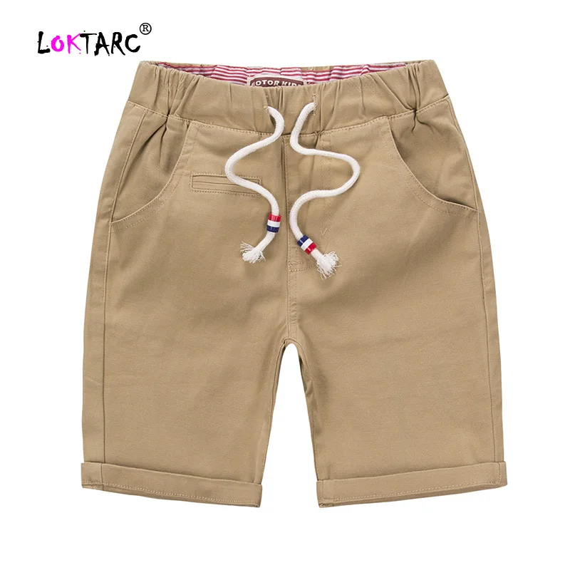 

LOKTARC Kids Short Pants Elastic Waist Straight Boys Shorts Drawstring Solid Casual Cotton Shorts for Boys Summer Clothes