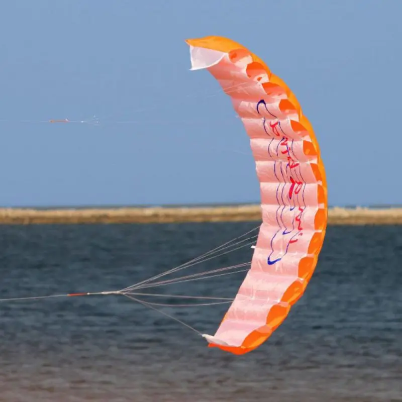 Нейлоновый парашют двойной линии трюк воздушный змей Parapente Parafoil путешествия парапланеризм Kitesurf спортивная игрушка аксессуары - Цвет: Orange