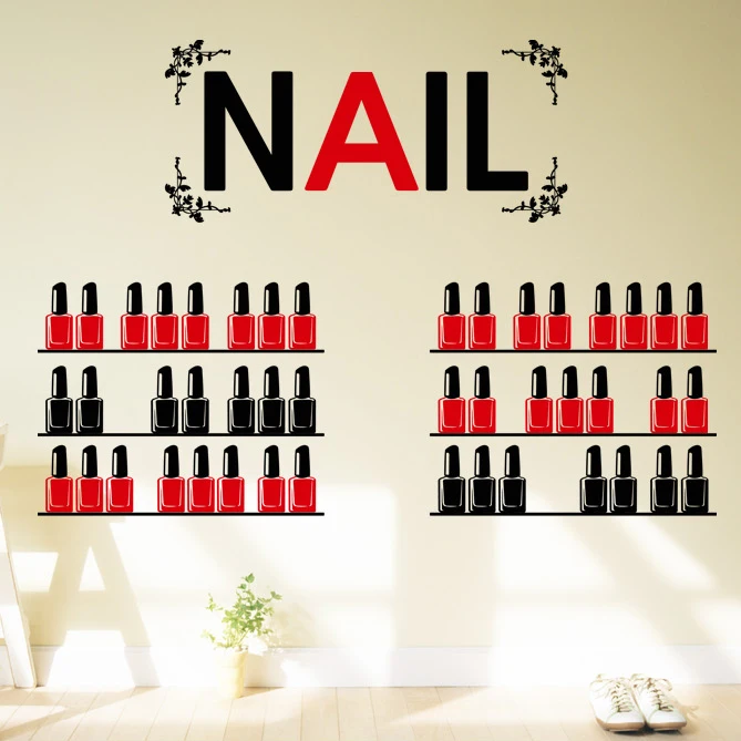 

DCTAL Nail Salon Wall Stickers, Nail Salon Wall Decals For Glass Door Mural Removable Wall Sticker